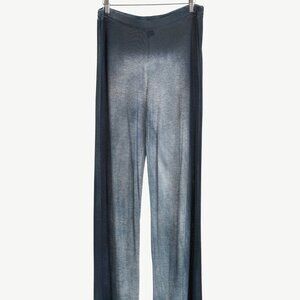 Avant Toi Navy Faded-Effect Jersey Wide-Leg Pants